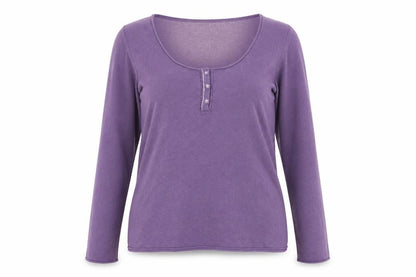 White Stuff Women's Purple Henley Jumper Size 14 Cotton Angora
