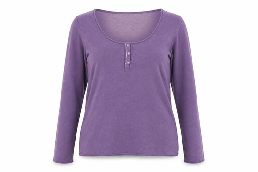 White Stuff Women's Purple Henley Jumper Size 14 Cotton Angora