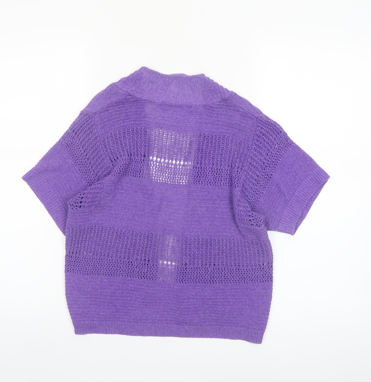 Marks and Spencer Women Purple Open Knit Short Sleeve Cardigan UK 10