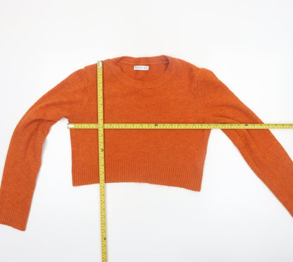 Stradivarius Womens Orange Crew Neck Knit Pullover Jumper Size 14