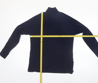 Marks and Spencer Womens Blue Size 14 Mock Neck Knit Jumper