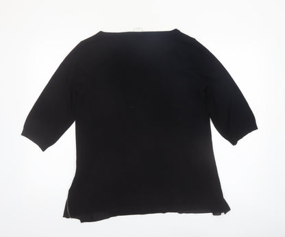 Vero Moda Women Black L Zip Detail 3/4 Sleeve Tunic Top