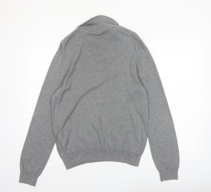 Polo Ralph Lauren Men's Grey Cotton Collared Pullover Jumper M