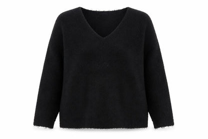 Brave Soul Women's Black V-Neck Long Sleeve Pullover Jumper Size 22
