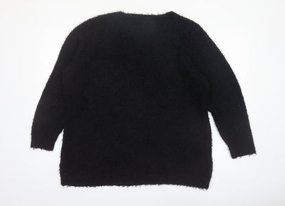 Brave Soul Women's Black V-Neck Long Sleeve Pullover Jumper Size 22