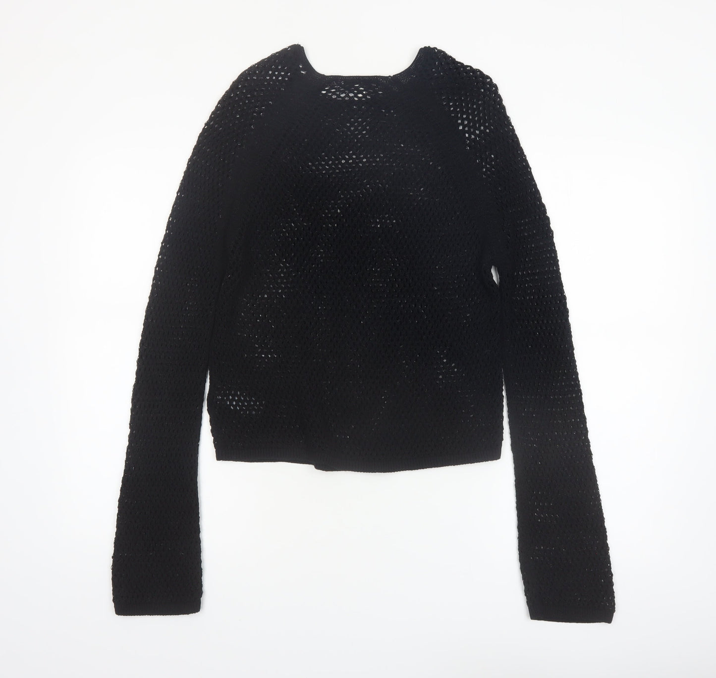 Marks and Spencer Women's Black Open-Knit Cotton Jumper Size S