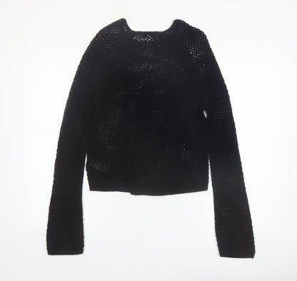 Marks and Spencer Women's Black Open-Knit Cotton Jumper Size S