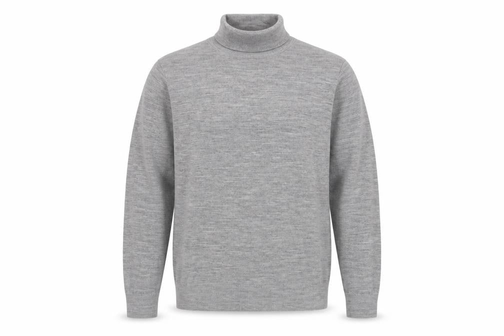 Uniqlo Men's Grey Wool Roll Neck Jumper Size S