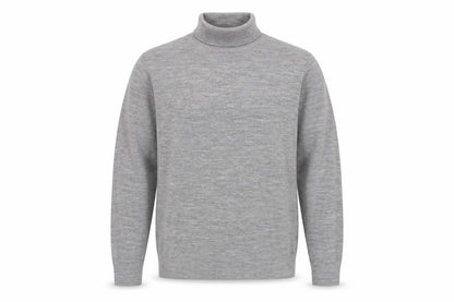 Uniqlo Men's Grey Wool Roll Neck Jumper Size S