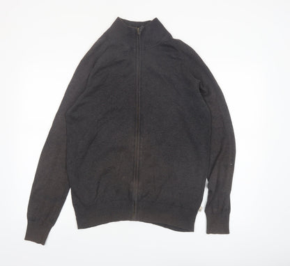 Timberland Men Grey Cotton Full Zip High Neck Jumper Size S