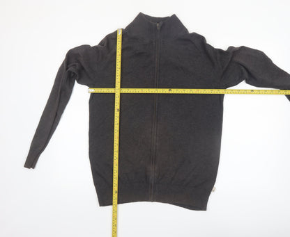 Timberland Men Grey Cotton Full Zip High Neck Jumper Size S