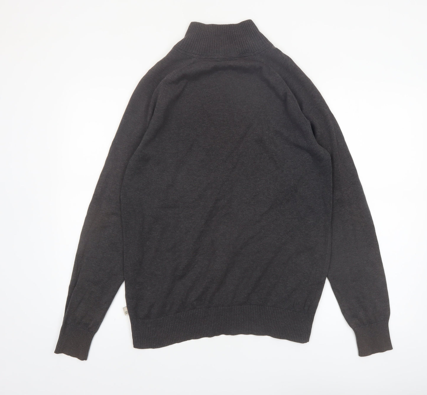 Timberland Men Grey Cotton Full Zip High Neck Jumper Size S