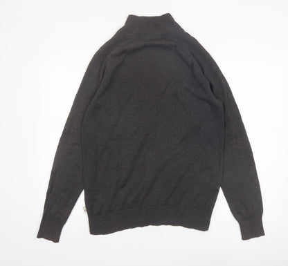Timberland Men Grey Cotton Full Zip High Neck Jumper Size S