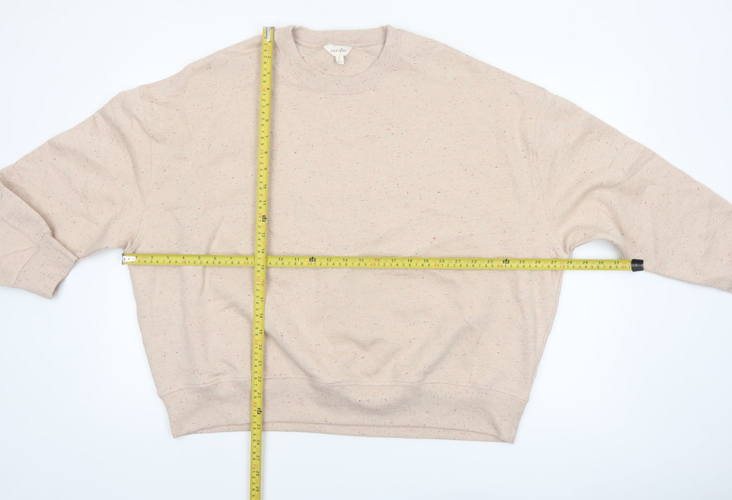 Marks and Spencer Per Una Womens Beige Cotton Blend Crew Neck Sweatshirt Size L