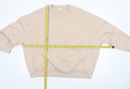 Marks and Spencer Per Una Womens Beige Cotton Blend Crew Neck Sweatshirt Size L