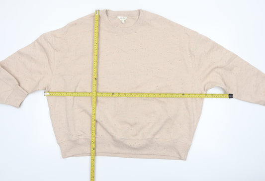 Marks and Spencer Per Una Womens Beige Cotton Blend Crew Neck Sweatshirt Size L