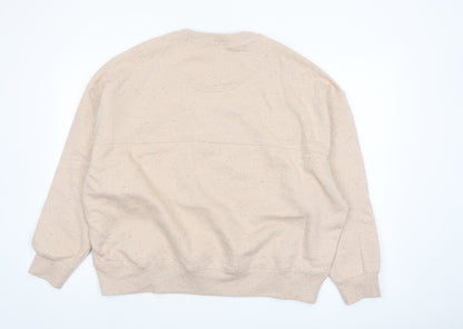 Marks and Spencer Per Una Womens Beige Cotton Blend Crew Neck Sweatshirt Size L
