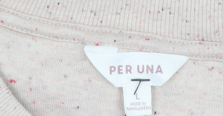 Marks and Spencer Per Una Womens Beige Cotton Blend Crew Neck Sweatshirt Size L