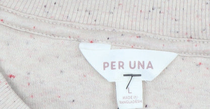 Marks and Spencer Per Una Womens Beige Cotton Blend Crew Neck Sweatshirt Size L