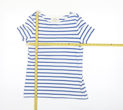 Seasalt Women Blue Striped Organic Cotton Sailor T-Shirt Size 8