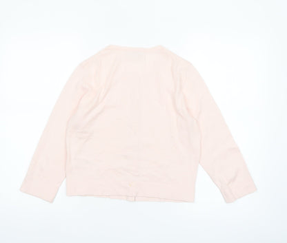 Hobbs Women’s Pink Cotton Silk Cardigan Small Classic Long Sleeve