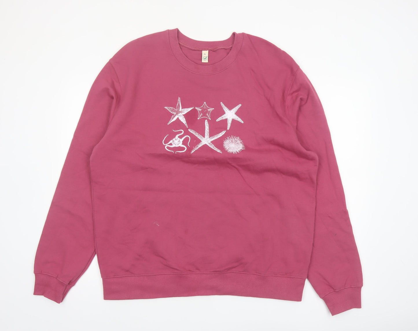 Earth Positive Women's Pink Crew Neck Organic Cotton Sweatshirt XL