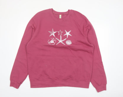 Earth Positive Women's Pink Crew Neck Organic Cotton Sweatshirt XL