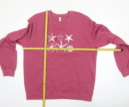 Earth Positive Women's Pink Crew Neck Organic Cotton Sweatshirt XL