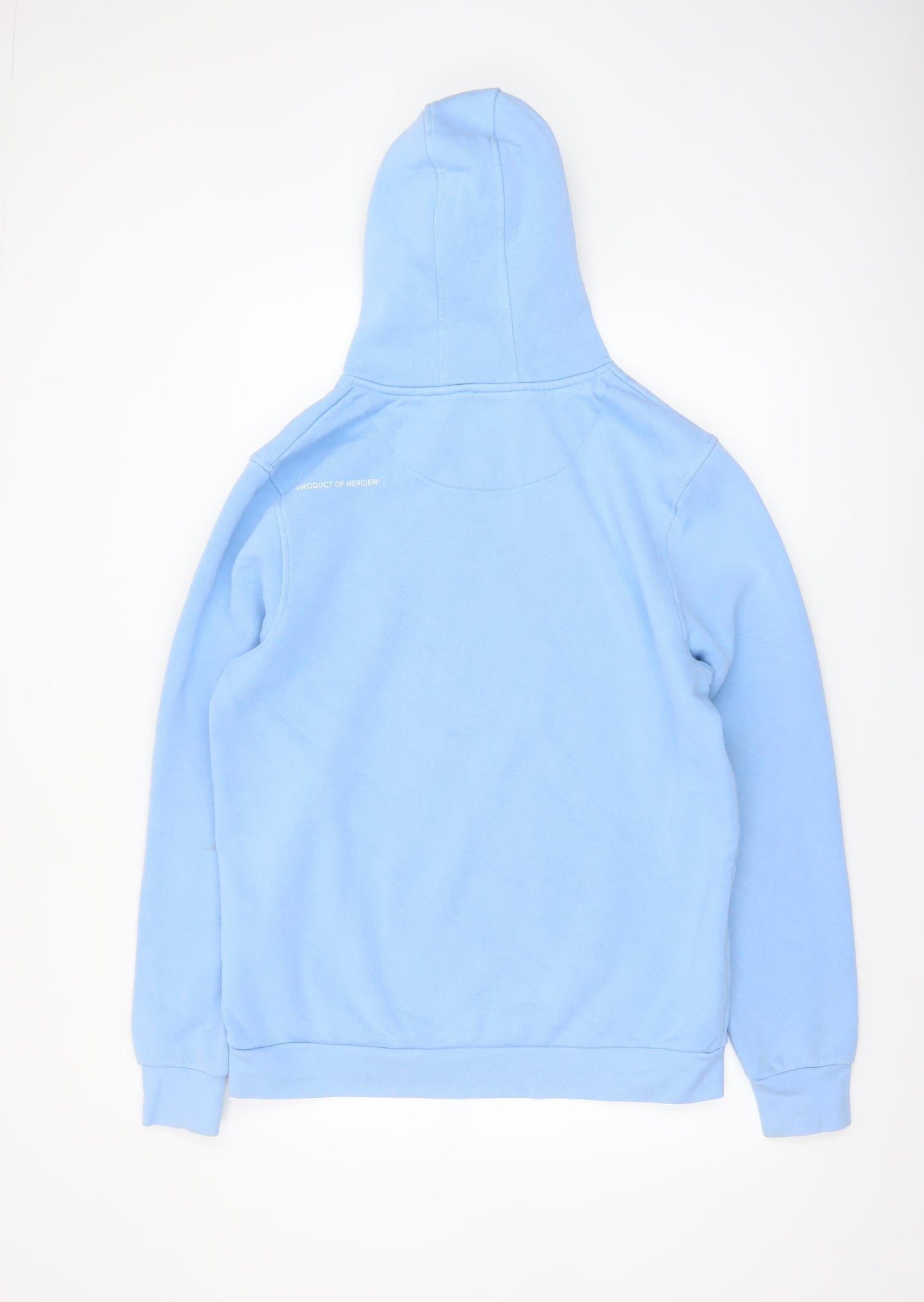 Mercier Men’s Blue Pullover Hoodie L Logo Patch Streetwear