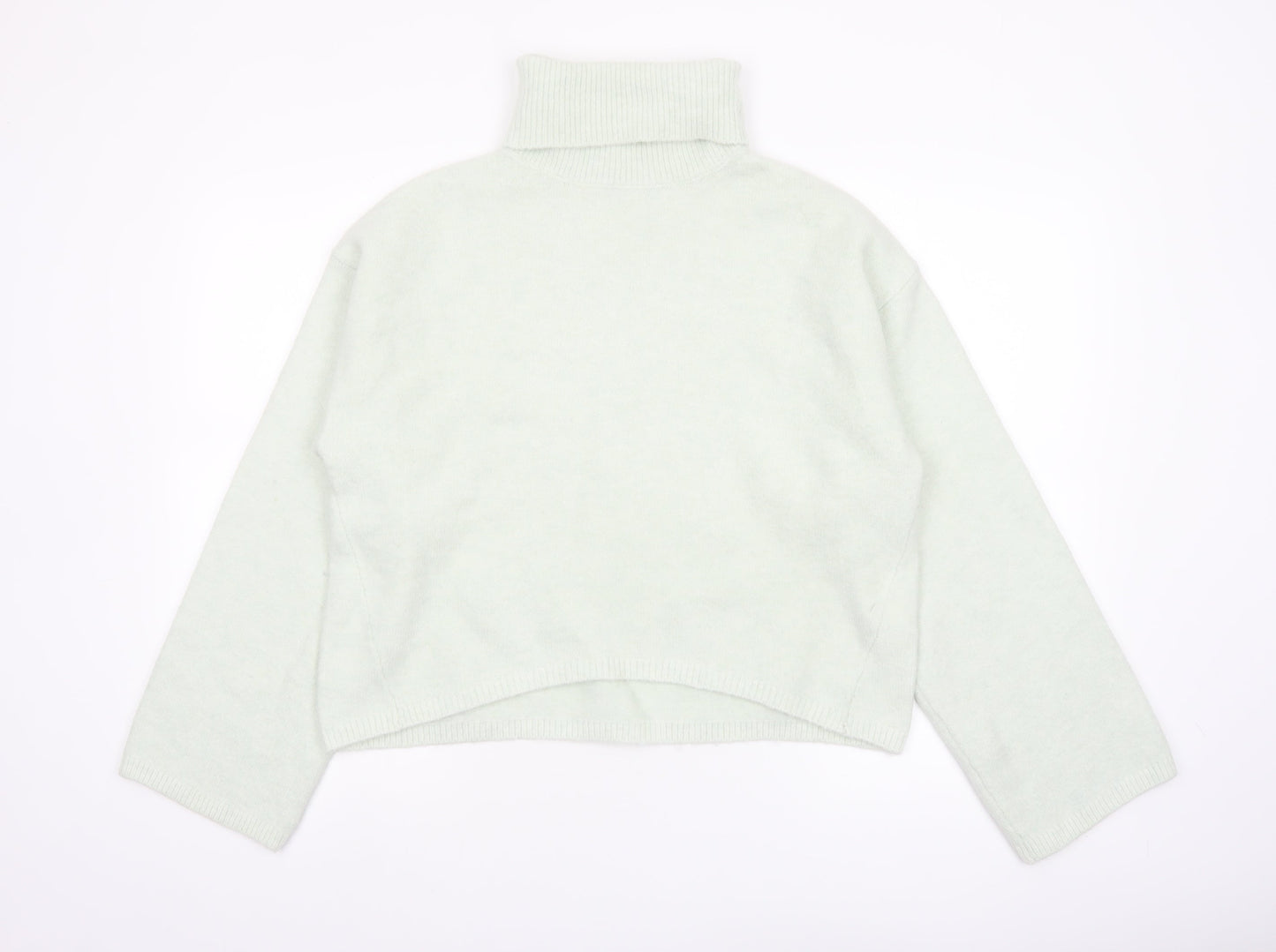 Bershka Women Ivory Roll Neck Knit Jumper Size 8 Regular Fit