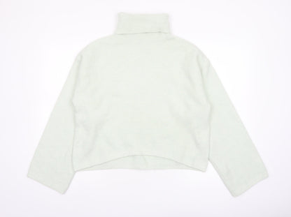 Bershka Women Ivory Roll Neck Knit Jumper Size 8 Regular Fit