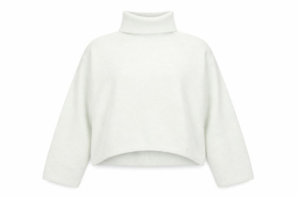 Bershka Women Ivory Roll Neck Knit Jumper Size 8 Regular Fit