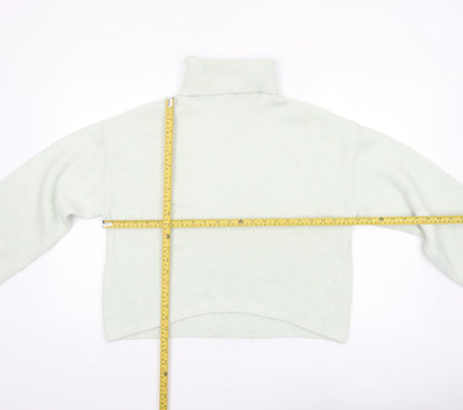 Bershka Women Ivory Roll Neck Knit Jumper Size 8 Regular Fit