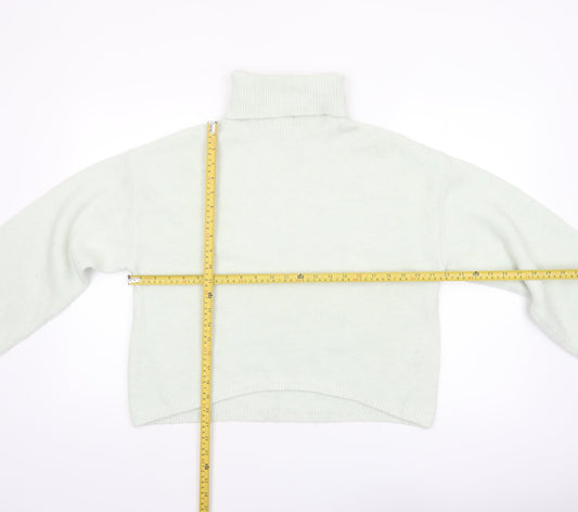 Bershka Women Ivory Roll Neck Knit Jumper Size 8 Regular Fit