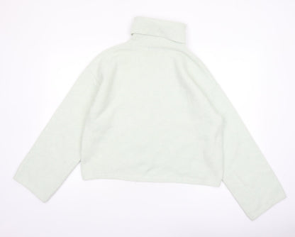 Bershka Women Ivory Roll Neck Knit Jumper Size 8 Regular Fit