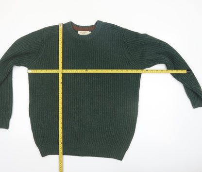 PG Field Men's Green Chunky-Knit Crew Neck Acrylic Jumper L