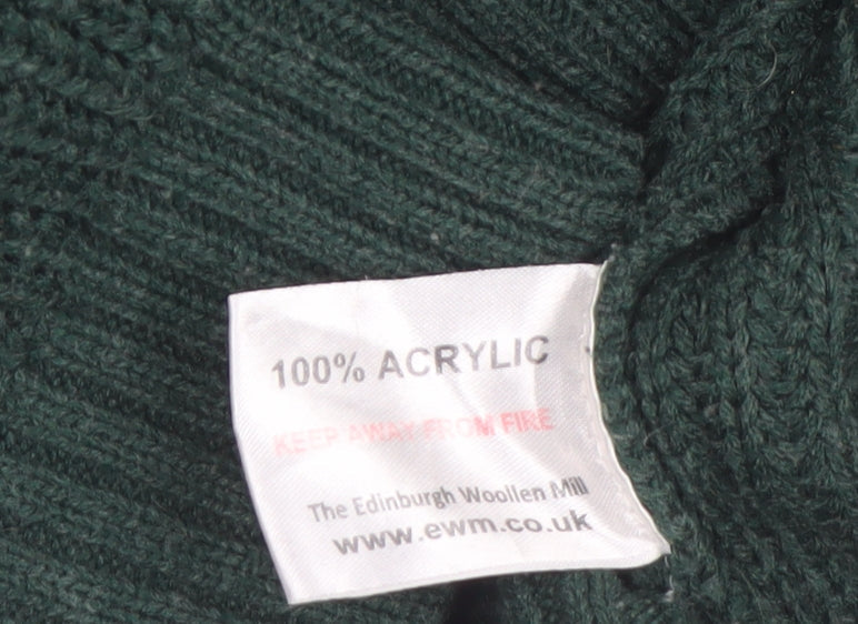 PG Field Men's Green Chunky-Knit Crew Neck Acrylic Jumper L