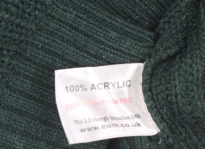 PG Field Men's Green Chunky-Knit Crew Neck Acrylic Jumper L