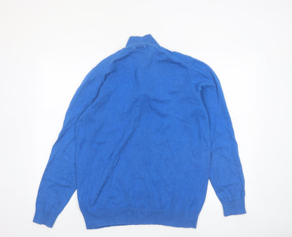 Crew Clothing Company Men's Blue Cotton 1/4 Zip Jumper Size L