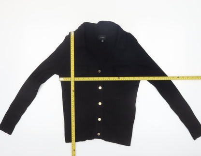 Cyrus Women's Black Collared Button Front Long Sleeve Knit Cardigan M