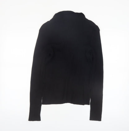 Cyrus Women's Black Collared Button Front Long Sleeve Knit Cardigan M