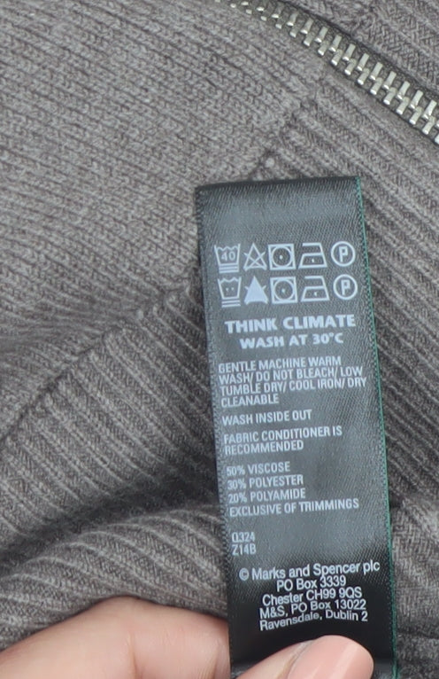 Marks and Spencer Women Brown Full Zip Knit Jumper Size S