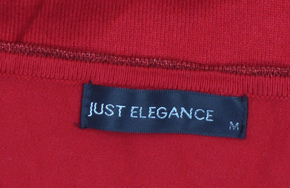 Just Elegance Women's Red M Stud Shoulder Long Sleeve Jumper