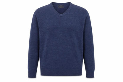 Atlantic Bay Men's Blue V-Neck Acrylic Pullover Jumper XL