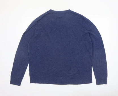 Atlantic Bay Men's Blue V-Neck Acrylic Pullover Jumper XL