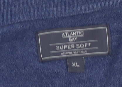 Atlantic Bay Men's Blue V-Neck Acrylic Pullover Jumper XL