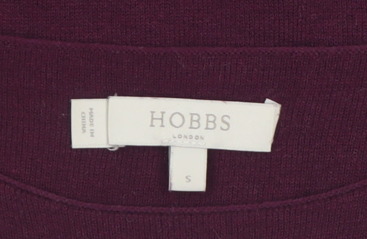 Hobbs Women Purple Wool Blend 3/4 Sleeve Boat Neck Jumper Size S