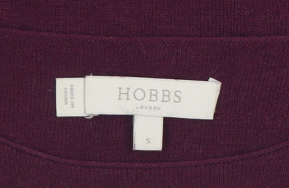 Hobbs Women Purple Wool Blend 3/4 Sleeve Boat Neck Jumper Size S