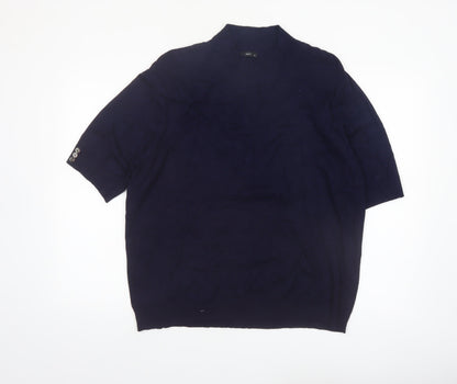 M&Co Women's Blue Short Sleeve High Neck Pullover Jumper Size 22