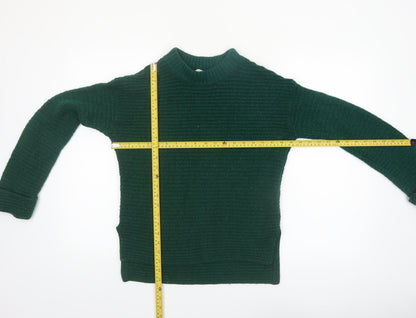 John Lewis Anyday Women Green Chunky Knit Crew Neck Pullover Jumper XS